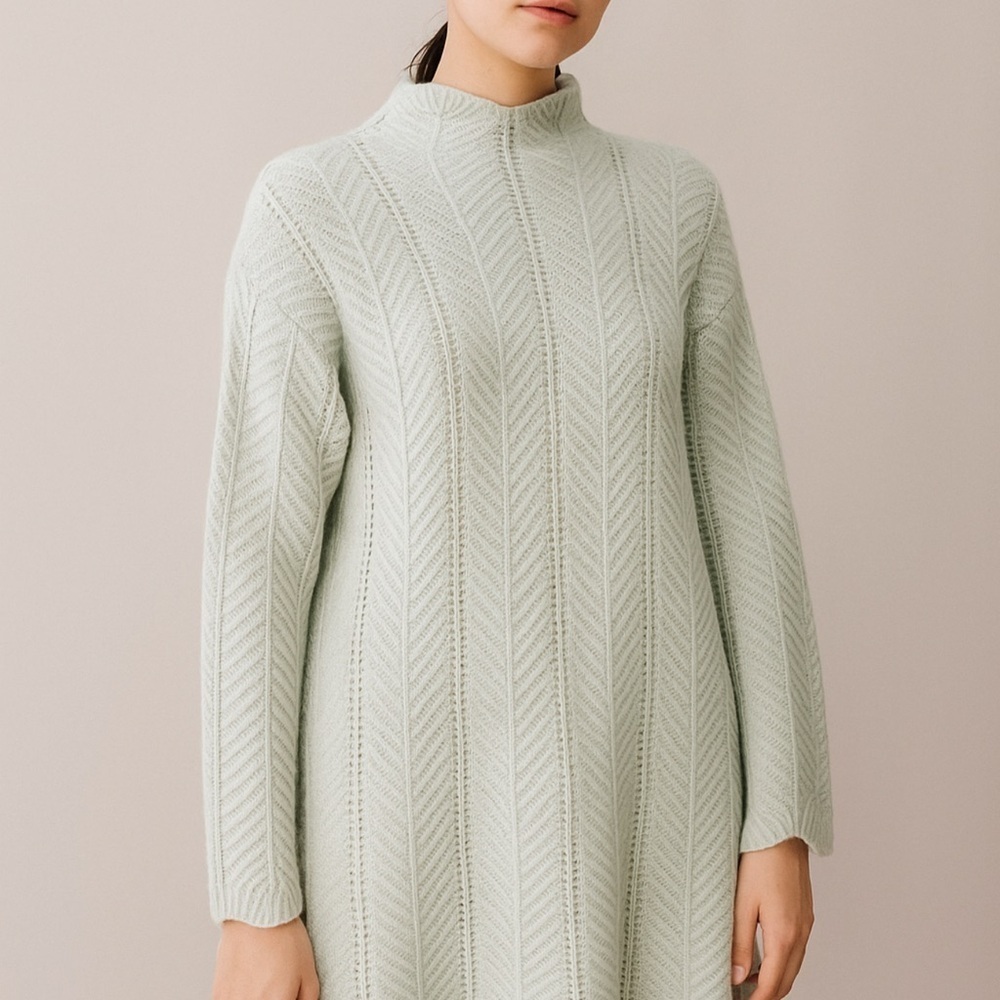 Diamata Made in Italy Long Sleeve Wool Sweater Dress Size Large Mint Green